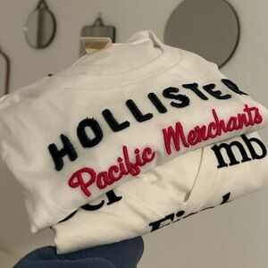 Hollister White Tee with Navy Text